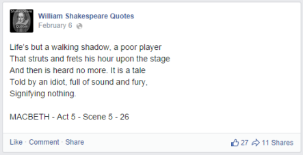 Shakespeare Facebook Post